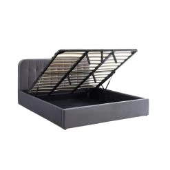 Lit Coffre ANDRE Velours Gris Anthracite Sommier 180x200 Inclus -Meuble Déco Soldes lit coffre andre velours gris anthracite sommier 180x200cm inclus 5