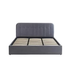 Lit Coffre ANDRE Velours Gris Anthracite Sommier 180x200 Inclus -Meuble Déco Soldes lit coffre andre velours gris anthracite sommier 180x200cm inclus 6
