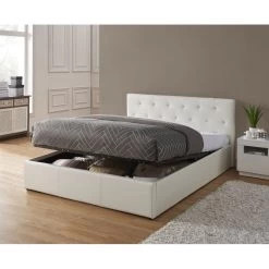 Lit Coffre BAHIA Simili Blanc 160x200 Sommier Inclus