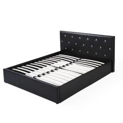 Lit Coffre BAHIA Simili Noir 160x200 Sommier Inclus 8 Lit Coffre BAHIA Simili Noir 160x200 Sommier Inclus -Meuble Déco Soldes lit coffre bahia 160x200 7