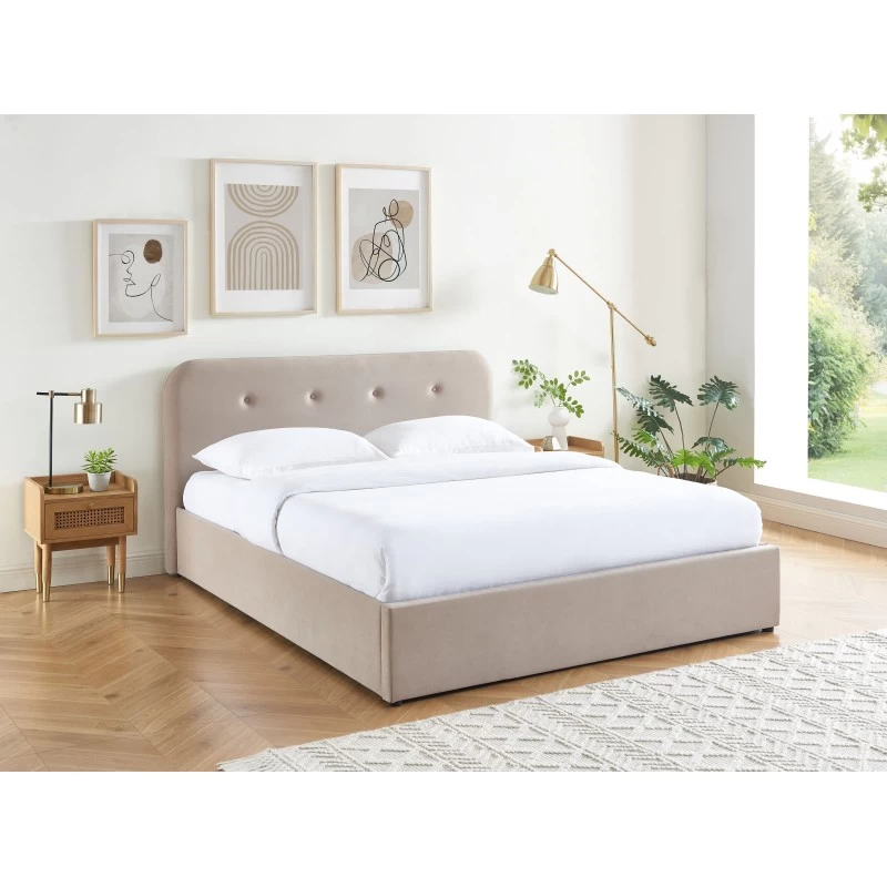 Lit Coffre KNUT Velours Beige Sable 140x190 Sommier Inclus 3 Lit Coffre KNUT Velours Beige Sable 140x190 Sommier Inclus – Image 3