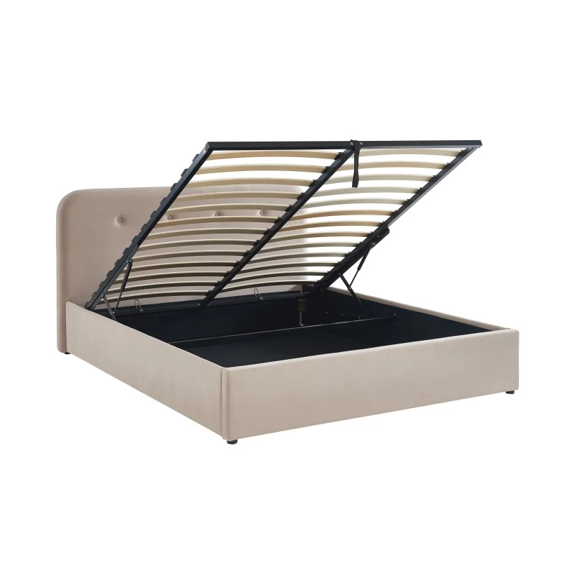 Lit Coffre KNUT Velours Beige Sable 140x190 Sommier Inclus 7 Lit Coffre KNUT Velours Beige Sable 140x190 Sommier Inclus – Image 7