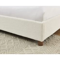 Lit Coffre KORALL Tissu Bouclette écru 160x200 Sommier Inclus -Meuble Déco Soldes lit coffre korall tissu bouclettes ecru 160x200 sommier 3