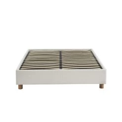 Lit Coffre KORALL Tissu Bouclette écru 160x200 Sommier Inclus -Meuble Déco Soldes lit coffre korall tissu bouclettes ecru 160x200 sommier 7