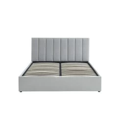 Lit Coffre MARIUS Tissu Gris Perle 160x200 Sommier Inclus -Meuble Déco Soldes lit coffre marius velours gris perle 160x200 sommier inclus 5
