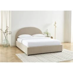 Lit Coffre OLAF Tissu Bouclette Beige 160x200 Sommier Inclus -Meuble Déco Soldes lit coffre olaf laine bouclee beige 160x200 sommier inclus 1