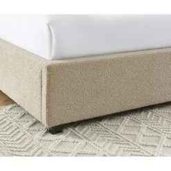 Lit Coffre OLAF Tissu Bouclette Beige 160x200 Sommier Inclus -Meuble Déco Soldes lit coffre olaf laine bouclee beige 160x200 sommier inclus 4