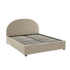 Lit Coffre OLAF Tissu Bouclette Beige 160x200 Sommier Inclus -Meuble Déco Soldes lit coffre olaf laine bouclee beige 160x200 sommier inclus 5