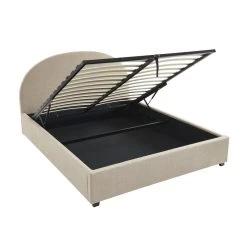 Lit Coffre OLAF Tissu Bouclette Beige 160x200 Sommier Inclus -Meuble Déco Soldes lit coffre olaf laine bouclee beige 160x200 sommier inclus 6