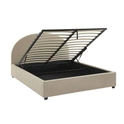 Lit Coffre OLAF Tissu Bouclette Beige 160x200 Sommier Inclus -Meuble Déco Soldes lit coffre olaf laine bouclee beige 160x200 sommier inclus 7