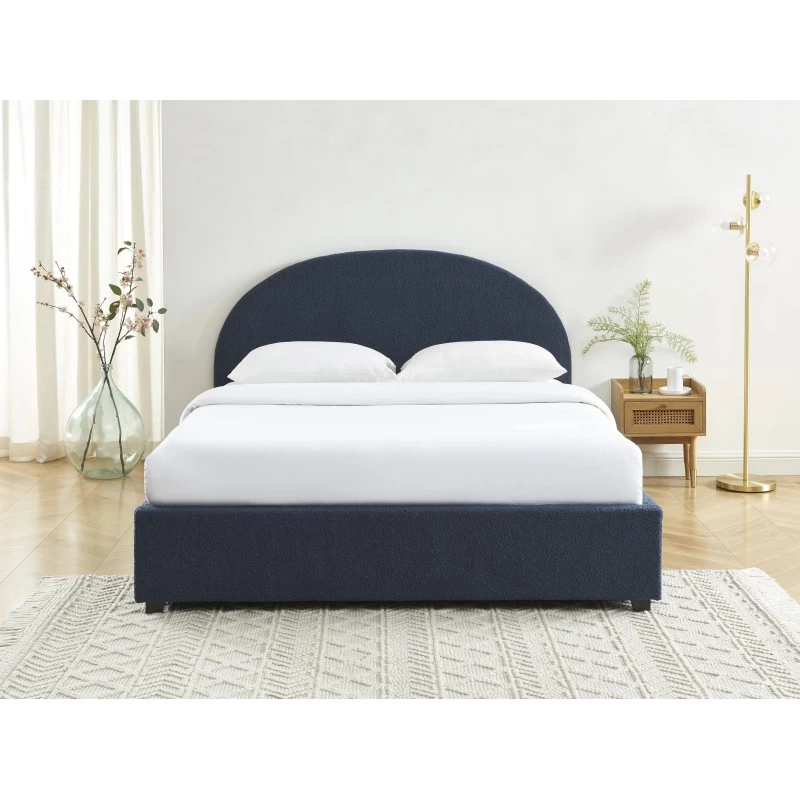 Lit Coffre OLAF Tissu Bouclette Bleu Foncé 160x200 Sommier Inclus 1 Lit Coffre OLAF Tissu Bouclette Bleu Foncé 160x200 Sommier Inclus