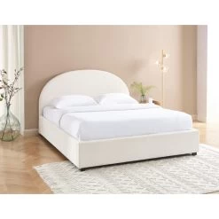 Lit Coffre OLAF Tissu Bouclette écru 160x200 Sommier Inclus -Meuble Déco Soldes lit coffre olaf laine bouclee ecru 160x200 sommier inclus 1