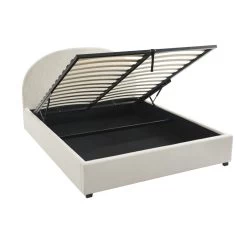 Lit Coffre OLAF Tissu Bouclette écru 160x200 Sommier Inclus -Meuble Déco Soldes lit coffre olaf laine bouclee ecru 160x200 sommier inclus 6