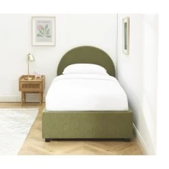 Lit Coffre OLAF Tissu Bouclette Kaki 90x190 Sommier Inclus -Meuble Déco Soldes lit coffre olaf laine bouclee kaki 90x190 sommier inclus 3