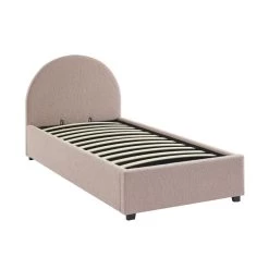 Lit Coffre OLAF Tissu Bouclette Rose 90x190 Sommier Inclus -Meuble Déco Soldes lit coffre olaf laine bouclee rose 90x190 sommier inclus 5