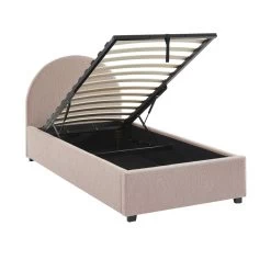 Lit Coffre OLAF Tissu Bouclette Rose 90x190 Sommier Inclus -Meuble Déco Soldes lit coffre olaf laine bouclee rose 90x190 sommier inclus 6