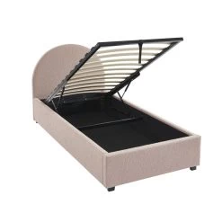 Lit Coffre OLAF Tissu Bouclette Rose 90x190 Sommier Inclus -Meuble Déco Soldes lit coffre olaf laine bouclee rose 90x190 sommier inclus 7