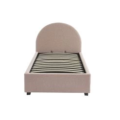 Lit Coffre OLAF Tissu Bouclette Rose 90x190 Sommier Inclus -Meuble Déco Soldes lit coffre olaf laine bouclee rose 90x190 sommier inclus 8