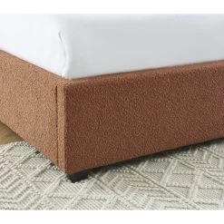 Lit Coffre OLAF Tissu Bouclette Terracotta 160x200 Sommier Inclus -Meuble Déco Soldes lit coffre olaf laine bouclee terracotta 160x200 sommier inclus 4