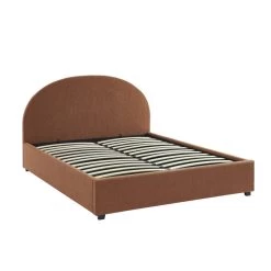Lit Coffre OLAF Tissu Bouclette Terracotta 160x200 Sommier Inclus -Meuble Déco Soldes lit coffre olaf laine bouclee terracotta 160x200 sommier inclus 5