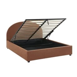 Lit Coffre OLAF Tissu Bouclette Terracotta 160x200 Sommier Inclus -Meuble Déco Soldes lit coffre olaf laine bouclee terracotta 160x200 sommier inclus 6