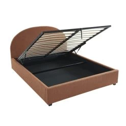 Lit Coffre OLAF Tissu Bouclette Terracotta 160x200 Sommier Inclus -Meuble Déco Soldes lit coffre olaf laine bouclee terracotta 160x200 sommier inclus 7