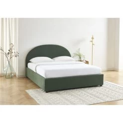 Lit Coffre OLAF Tissu Bouclette Vert Forêt 160x200 Sommier Inclus -Meuble Déco Soldes lit coffre olaf laine bouclee vert fonce 160x200 sommier inclus 1