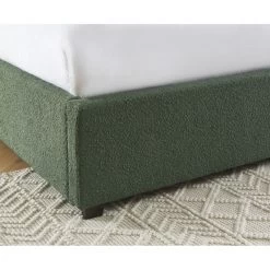Lit Coffre OLAF Tissu Bouclette Vert Forêt 160x200 Sommier Inclus -Meuble Déco Soldes lit coffre olaf laine bouclee vert fonce 160x200 sommier inclus 4