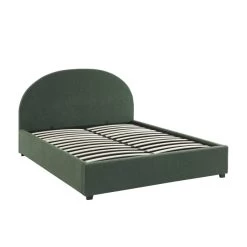 Lit Coffre OLAF Tissu Bouclette Vert Forêt 160x200 Sommier Inclus -Meuble Déco Soldes lit coffre olaf laine bouclee vert fonce 160x200 sommier inclus 5