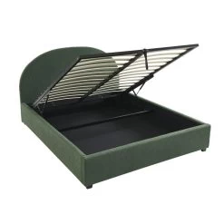 Lit Coffre OLAF Tissu Bouclette Vert Forêt 160x200 Sommier Inclus -Meuble Déco Soldes lit coffre olaf laine bouclee vert fonce 160x200 sommier inclus 7
