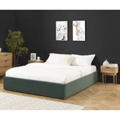 Lit Coffre SAKURA Velours Vert Forêt 160x200 Sommier Inclus -Meuble Déco Soldes lit coffre sakura velours vert foret 160x200 sommier inclus 1