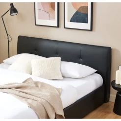 Lit Coffre SEGURO Simili Noir 180x200 Sommier Inclus -Meuble Déco Soldes lit coffre seguro simili noir 180x200 sommier inclus 3