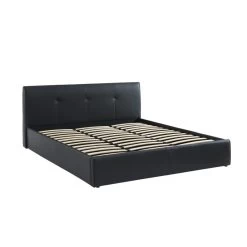 Lit Coffre SEGURO Simili Noir 180x200 Sommier Inclus -Meuble Déco Soldes lit coffre seguro simili noir 180x200 sommier inclus 4