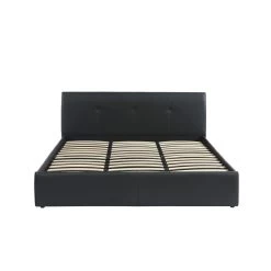 Lit Coffre SEGURO Simili Noir 180x200 Sommier Inclus -Meuble Déco Soldes lit coffre seguro simili noir 180x200 sommier inclus 6