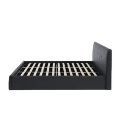 Lit Coffre SEGURO Simili Noir 180x200 Sommier Inclus -Meuble Déco Soldes lit coffre seguro simili noir 180x200 sommier inclus 7