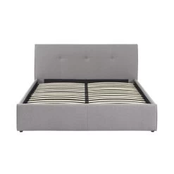 Lit Coffre SEGURO Tissu Gris Chiné 140x190 Sommier Inclus -Meuble Déco Soldes lit coffre seguro tissu gris chine 14x190 sommier inclus 5