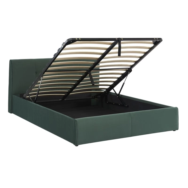 Lit Coffre SEGURO Velours Vert Forêt 140x190 Sommier Inclus 6 Lit Coffre SEGURO Velours Vert Forêt 140x190 Sommier Inclus – Image 6