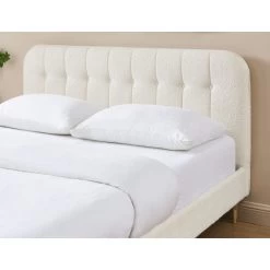 Lit Double ANDRE Tissu Bouclettes écru 160x200 Sommier Inclus -Meuble Déco Soldes lit double andre tissu bouclettes ecru 160x200 sommier inclus 2