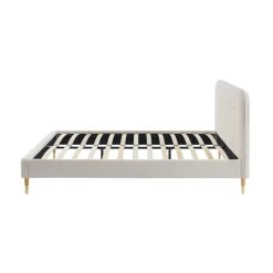 Lit Double ANDRE Tissu Bouclettes écru 160x200 Sommier Inclus -Meuble Déco Soldes lit double andre tissu bouclettes ecru 160x200 sommier inclus 5