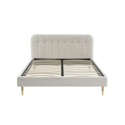 Lit Double ANDRE Tissu Bouclettes écru 160x200 Sommier Inclus -Meuble Déco Soldes lit double andre tissu bouclettes ecru 160x200 sommier inclus 6