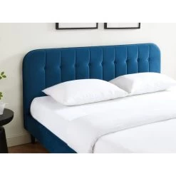 Lit Double ANDRE Velours Bleu Paon 180x200 Sommier Inclus -Meuble Déco Soldes lit double andre velours bleu paon 180x200 sommier inclus 2