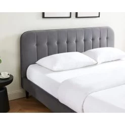 Lit Double ANDRE Velours Gris Anthracite 180x200 Sommier Inclus -Meuble Déco Soldes lit double andre velours gris anthracite 180x200 sommier inclus 2