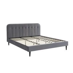 Lit Double ANDRE Velours Gris Anthracite 180x200 Sommier Inclus -Meuble Déco Soldes lit double andre velours gris anthracite 180x200 sommier inclus 3