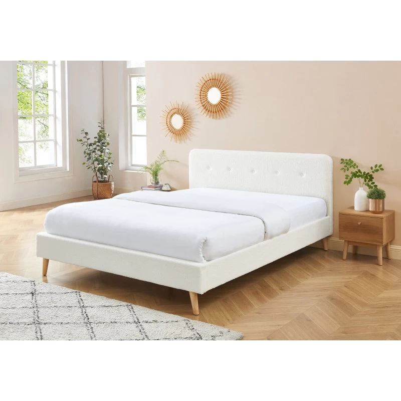 Lit Double ANDREAS Bouclette Blanche Sommier 160x200cm Inclus 3 Lit Double ANDREAS Bouclette Blanche Sommier 160x200cm Inclus – Image 3