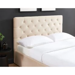 Lit Double Avec Coffre HUBERT Velours Beige 140x190 Sommier Inclus -Meuble Déco Soldes lit double avec coffre hubert velours beige 140x190 sommier inclus 3