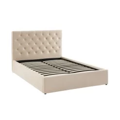 Lit Double Avec Coffre HUBERT Velours Beige 140x190 Sommier Inclus -Meuble Déco Soldes lit double avec coffre hubert velours beige 140x190 sommier inclus 4