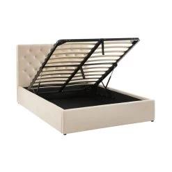 Lit Double Avec Coffre HUBERT Velours Beige 140x190 Sommier Inclus -Meuble Déco Soldes lit double avec coffre hubert velours beige 140x190 sommier inclus 5