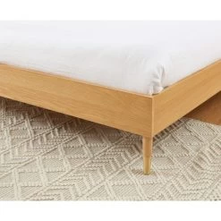 Lit Double LEON Placage Chêne Et Cannage Rotin 140x190 Sommier Inclus -Meuble Déco Soldes lit double leon placage chene et cannage rotin 140x190 sommier inclus 3