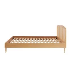 Lit Double LEON Placage Chêne Et Cannage Rotin 140x190 Sommier Inclus -Meuble Déco Soldes lit double leon placage chene et cannage rotin 140x190 sommier inclus 6