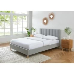 Lit Double MARIUS Tissu Gris Perle 140x190 Sommier Inclus 10 Lit Double MARIUS Tissu Gris Perle 140x190 Sommier Inclus -Meuble Déco Soldes lit double marius velours gris perle 140x190 sommier inclus 1